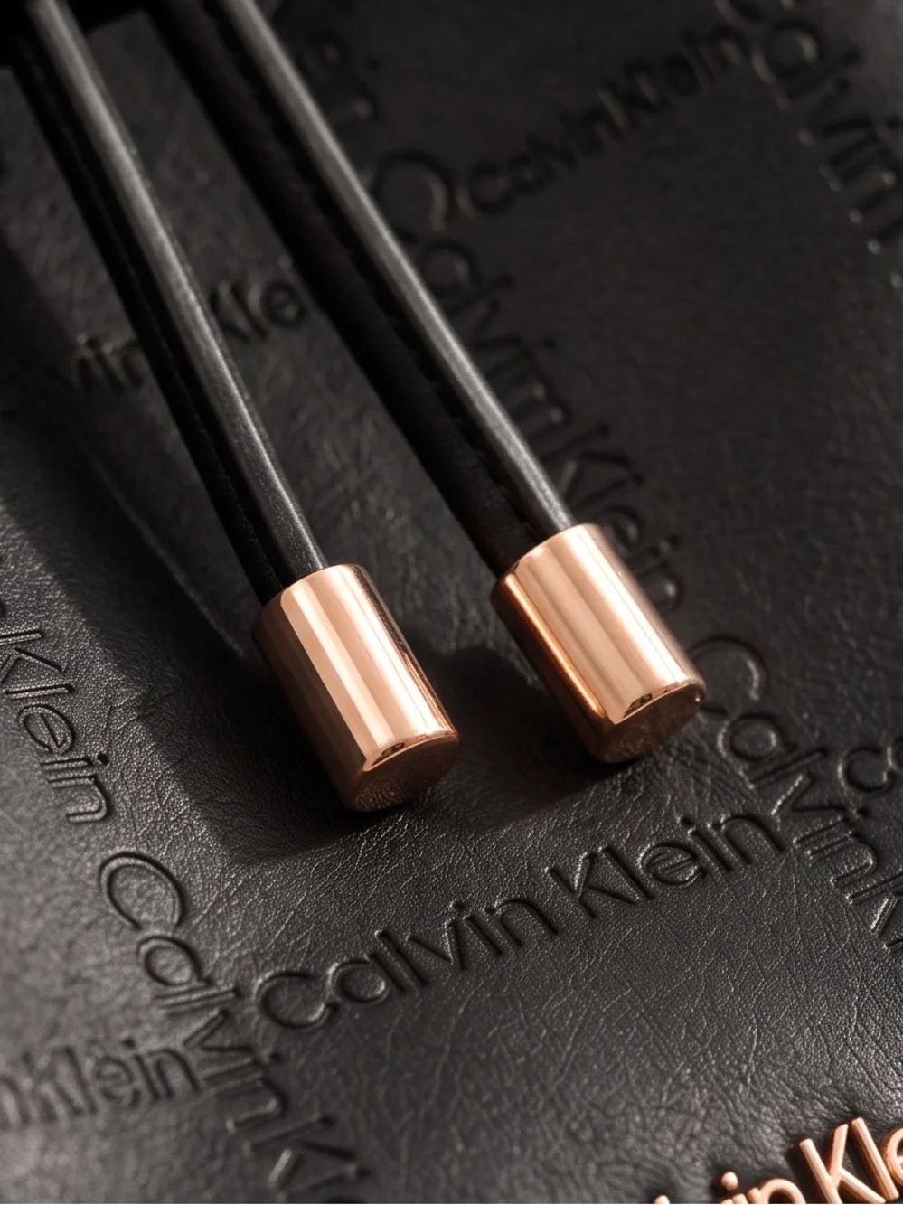 Calvin Klein Black Logo-Embossed Drawstring Bucket Bag